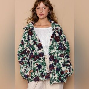 NWT POL Floral Sherpa Jacket Sz M